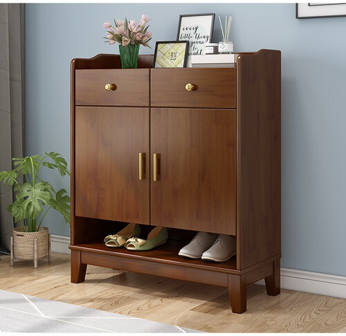Nordic solid wood shoe cabinet modern minimalist living room large capacity storage cabinet household small apartment hall cabinet multi-layer storage