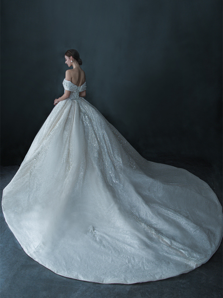 Abbigliamento donna Abito da sposa principale sposa monospalla temperamento coda lunga foresta fata sogno copertura braccia spesse coda piccola_voghion.com