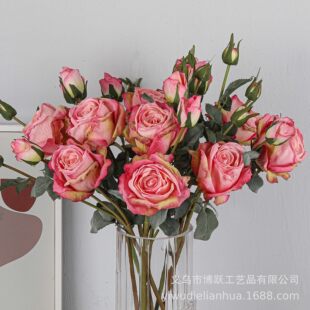 High -quality simulation coke rose 3 retro Greek rose fake flower silk flower home wedding decoration