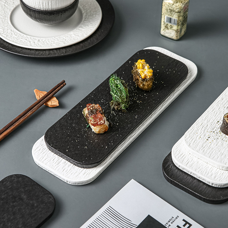 Vajilla de Chaozhou con diseño de piedra, cuencos de alto valor estético, juego de cuencos y platos de cerámica de lujo para el hogar, cuencos para arroz, platos para bistec, platos para pescado estilo occidental.