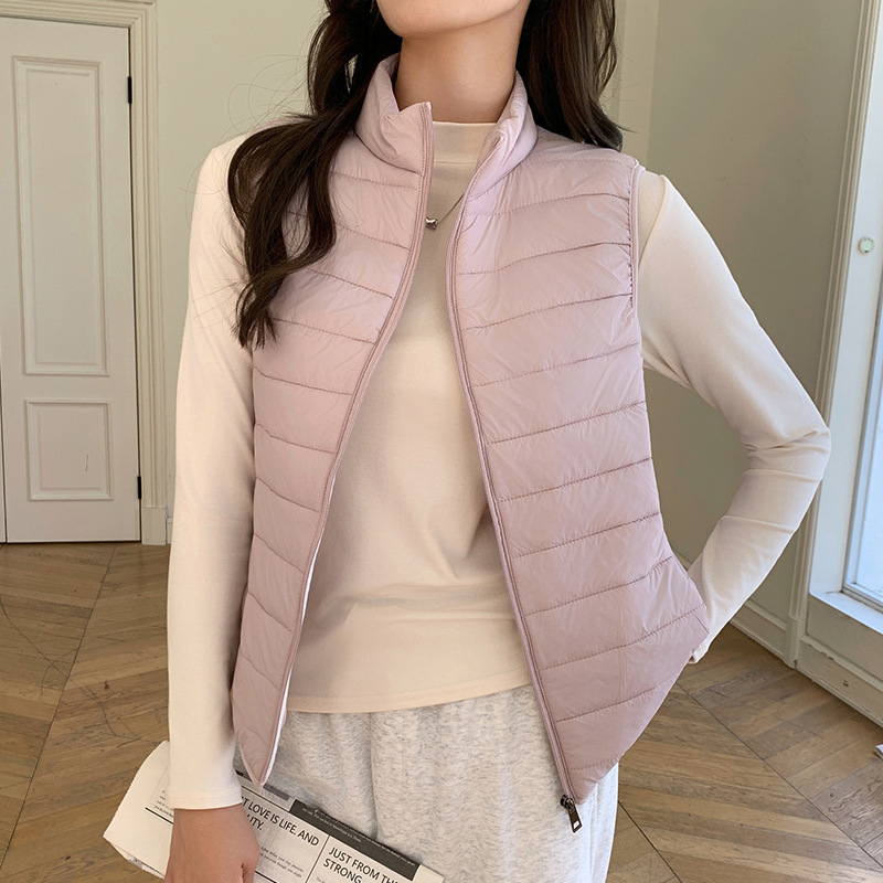 H551 Carefully Selected Stand-Up Collar Zipper Vest for Women in Autumn and Winter, Windproof and Warm Wool Vest Inner Jacket