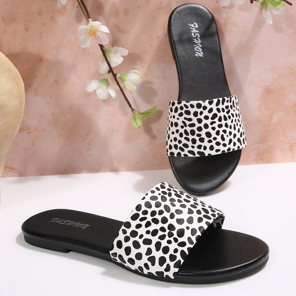 Sandalias Planas para Mujer de Cuero Sintético, Cómodas, para Uso Casual