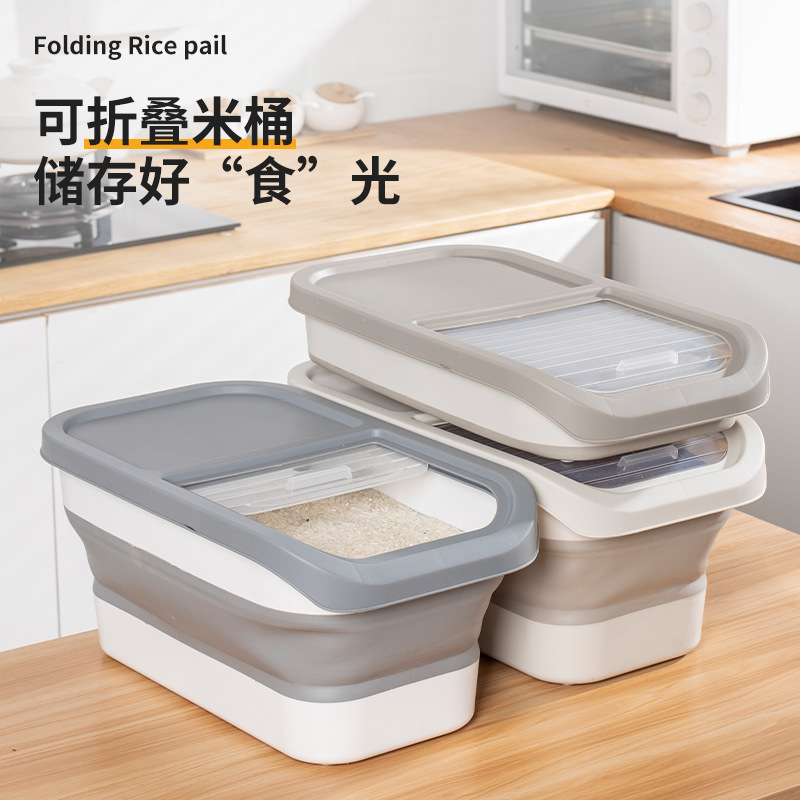 Amazon cocina plegable caja de arroz a prueba de insectos a prueba de humedad olla de arroz sellada Cubo de arroz harina de arroz caja de almacenamiento