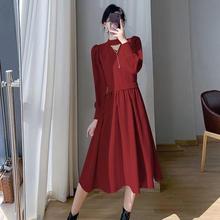 网红针织连衣裙秋冬新款高级毛衣裙小清新配大衣过膝假两件套冬裙