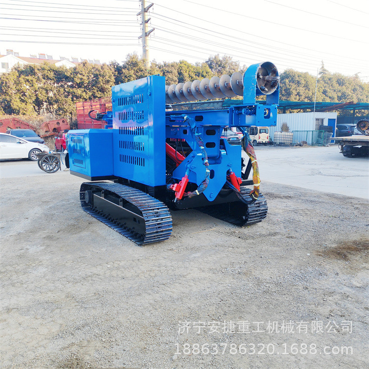 河北蔚县光伏打桩机 加装山地升降腿卷扬机 液压潜孔光伏螺旋钻机