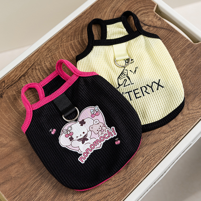 Primavera y verano amor perro cabina de gaffle de dibujos animados respirables gato chaleco de dos patas perro pequeño ropa de perro