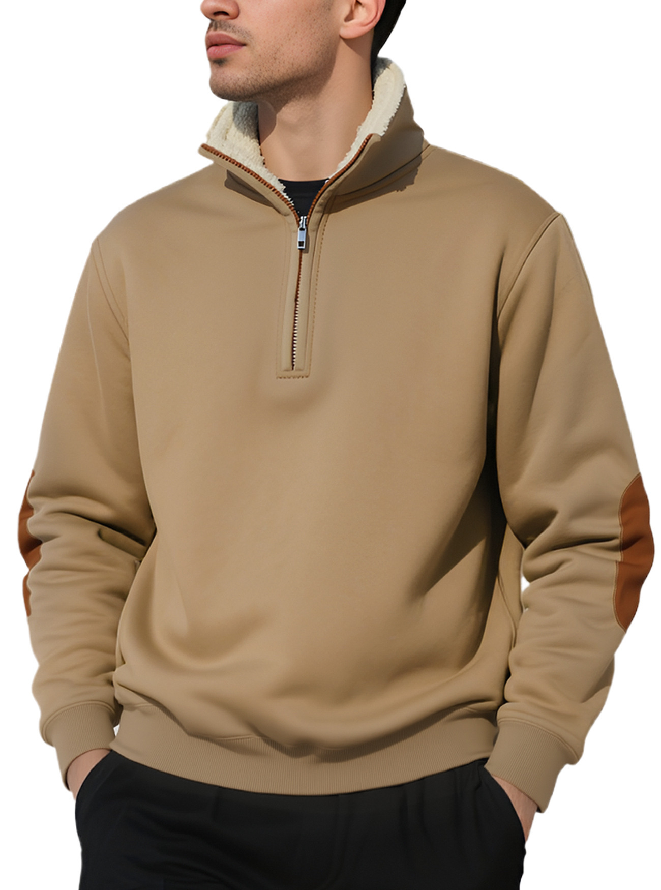Europa y los Estados Unidos transfronterizos TEMU nuevo tipo de suéter Amazon retro cuello medio abierto hombre de manga larga suéter casual estadounidense