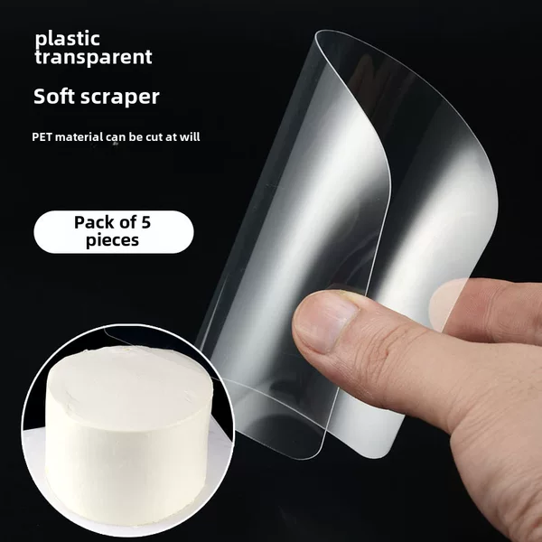 5 Pieces Baking Transparent Cake Soft Scraper Semi-round Plastic Scraper Cake Cream Batter Scrub Flat Tool
