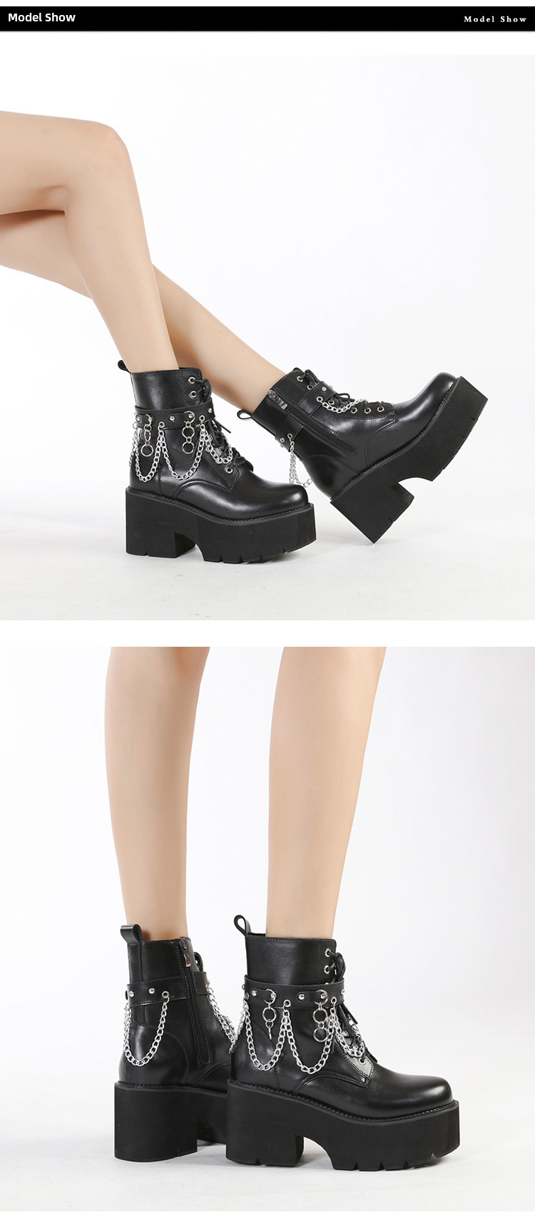 Women's Martin Platform Boots British Style Thick Heel Short Boots_voghion.com