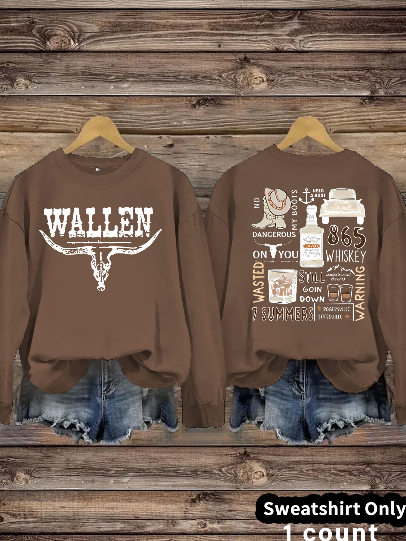 European and American Cross-Border Foreign Trade New Bull Head Letter Pattern Printed Sweatshirt Round Neck Sweatshirt Versatile Casual Long-Sleeved Top