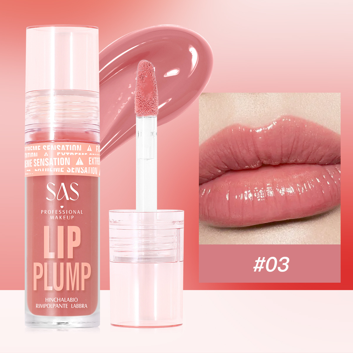 SAS belleza estilo explosivo transfronterizo venta caliente brillo de labios realce de labios nacarado esmalte de labios hidratante e hidratante al por mayor SAC131