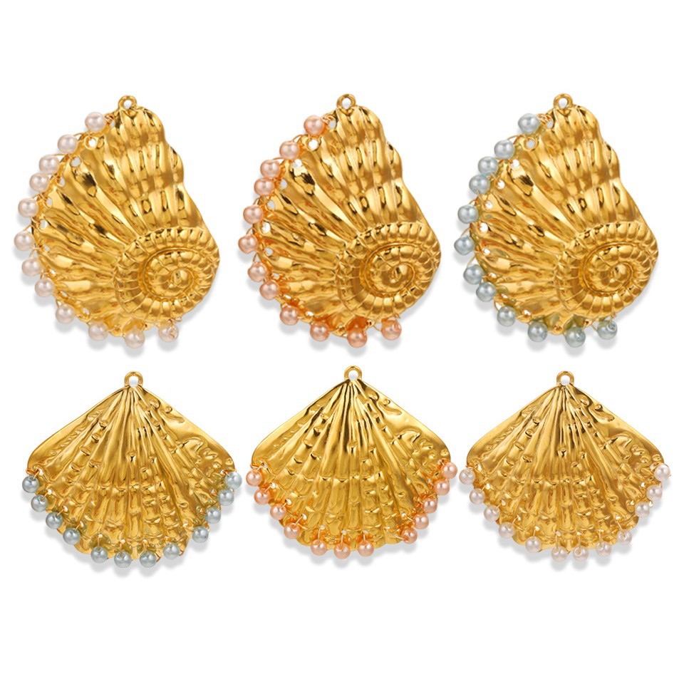 Serie océano de acero inoxidable caracol grande colgante de concha grande colgante DIY accesorios de joyería hechos a mano al por mayor