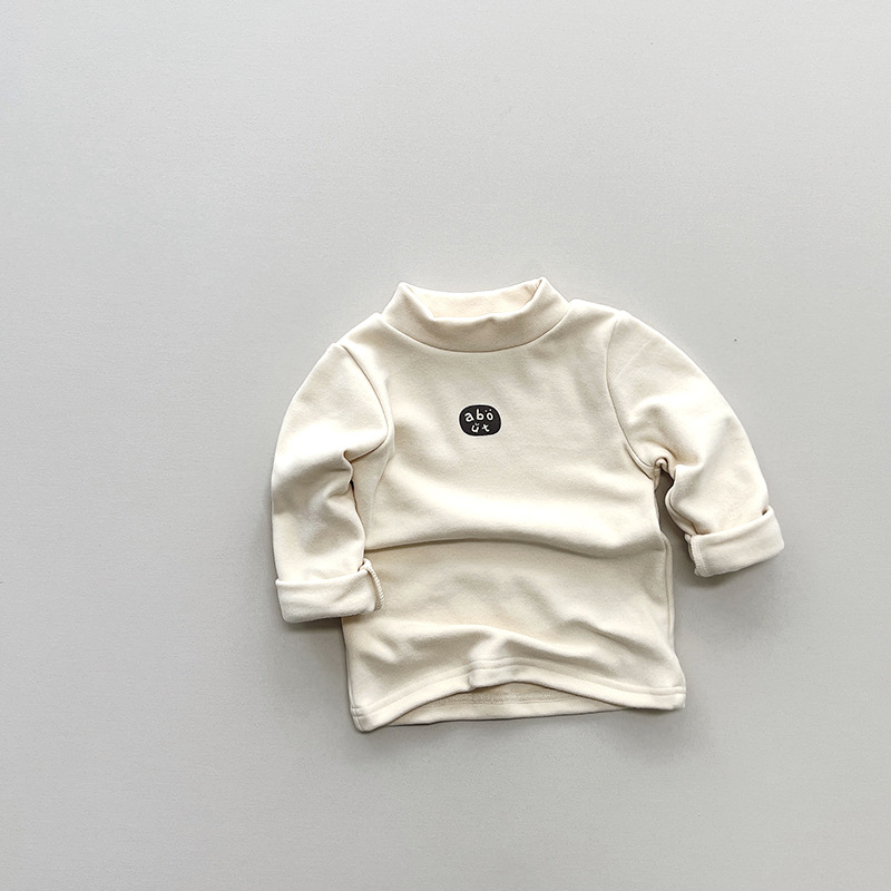 Camisa de fondo forrada de lana cálida para niños a rayas estampada Mori Top niñas moda coreana ropa para niños invierno