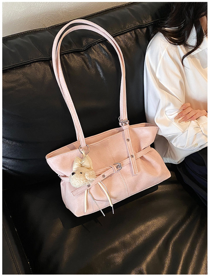 Túi nách nữ dáng hộp ngang phong cách đường phố, túi tote đeo vai đơn giản dung lượng lớn — Bạc không có mặt dây chuyền, Gạo trắng không có mặt dây chuyền, Màu cà phê Không có mặt dây chuyền, Màu hồng không có mặt dây chuyền chi tiết 34