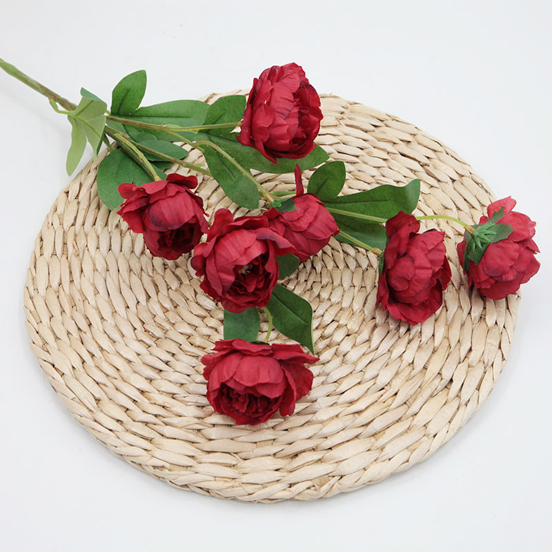 Flor Artificial 6-cabeza exquisita peonía artificial peonía flor boda Home Hotel accesorios de tiro Flor de seda flor artificial al por mayor