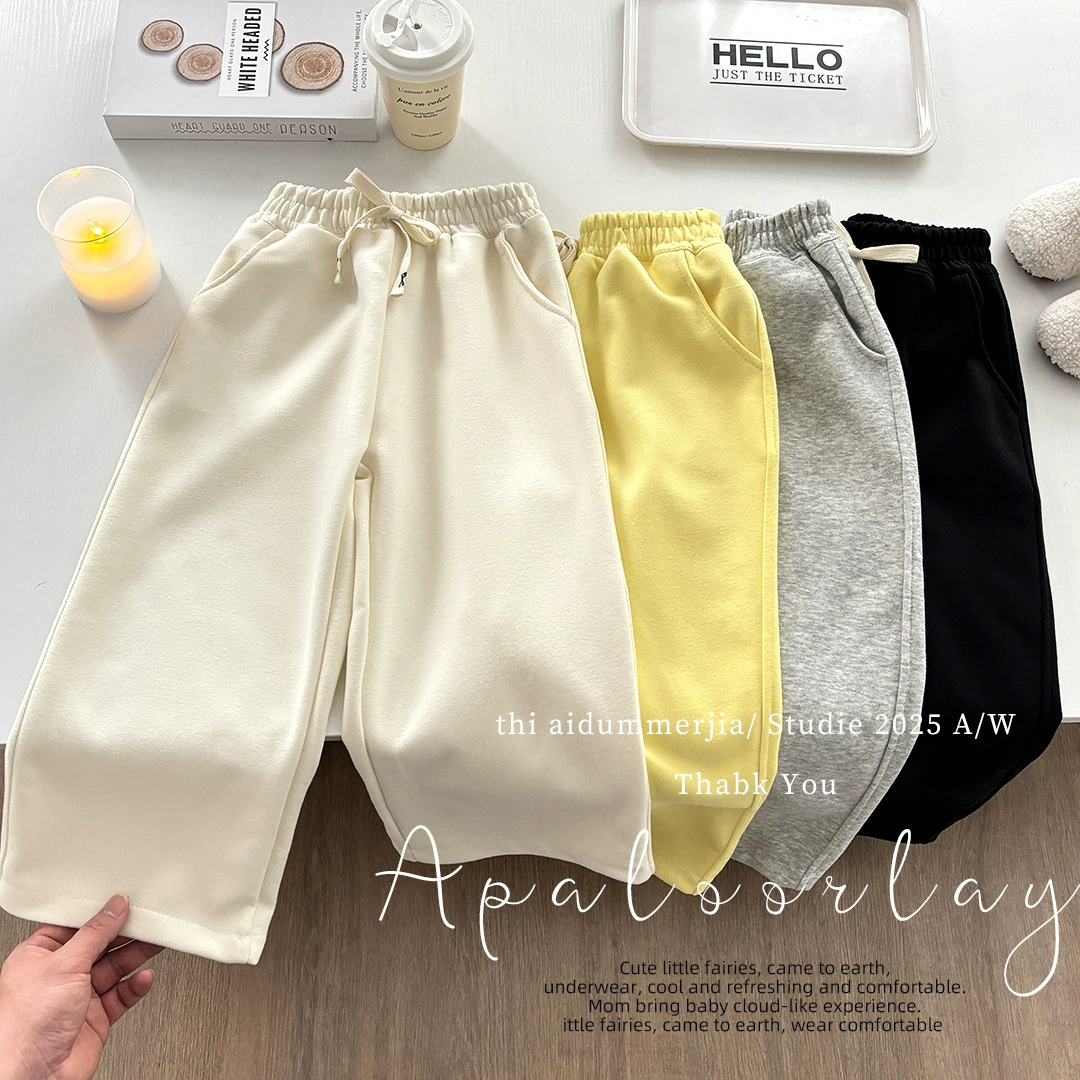 Весенние и осенние новые женские широкие брюки прямые брюки детские спортивные брюки