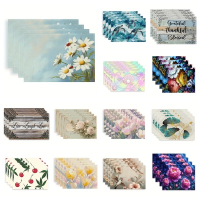 餐垫圣诞节新款圣诞节印花亚麻餐垫跨境节日派对装饰防污隔热桌垫|ms