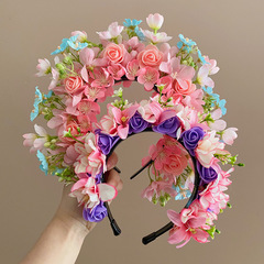 兒童發箍仿真花朵簪花髮飾女童森系唯美氣質頭飾束髮防滑不傷頭箍