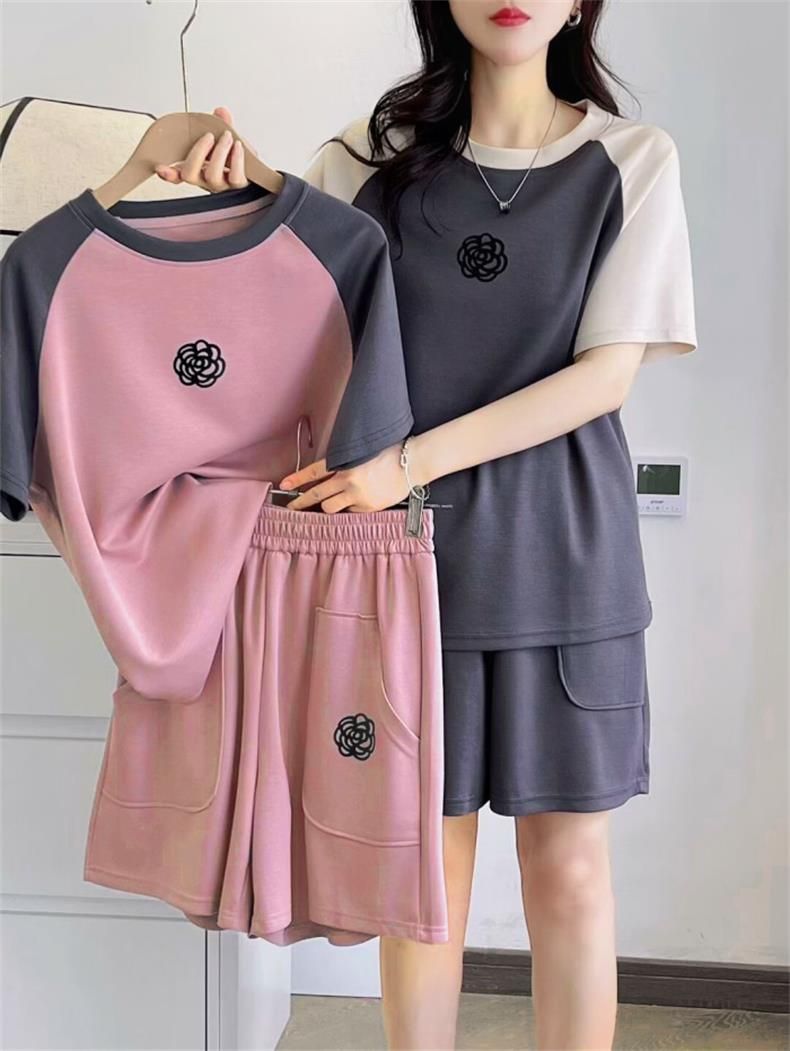 Women's Clothing Summer Fashion Two Piece Set For Women Color Block Slimming Loose Casual Plus Size Clothing_ecoleips.com