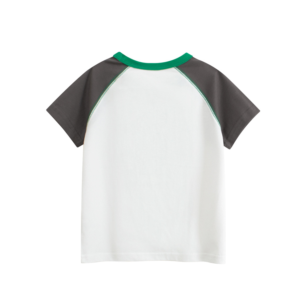 27kids camiseta de manga corta para niños de verano 2025 ropa para niños versión coreana del oso de surf ropa de raglán para bebés al por mayor