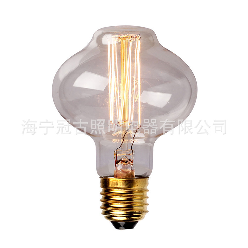 40W Lantern-Shaped Retro Bulb, Decorative Tungsten Filament Bulb, Antique Edison Bulb
