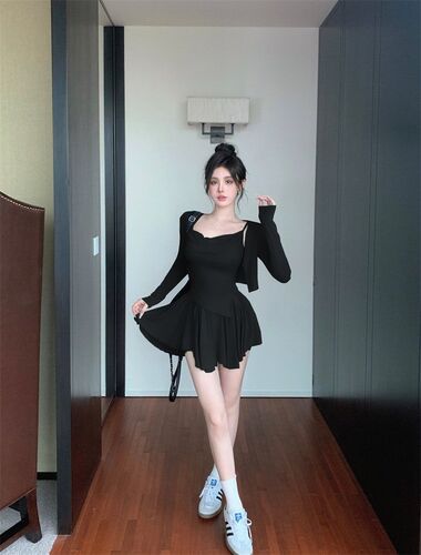 Pure sex girl suit women's spring and summer new style fried street slim figure slimming irregular suspender skirt three-piece set
