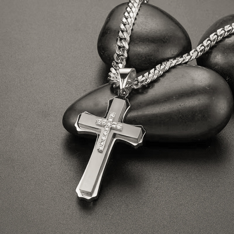 20g Weight 304 Stainless Steel Pendant Material Zircon Inlay Material Pendant Necklace Classification 304 Stainless Steel Chain Material 1 Piece Quantity Holiday, Daily Occasion 304 Stainless Steel Material Cross Pattern Unisex Gender Inlay Design Basic, Modern Style, Classic Style Style Basic Modern Style Classic Style Cross 304 Stainless Steel Inlay Zircon Unisex Pendant Necklace 7