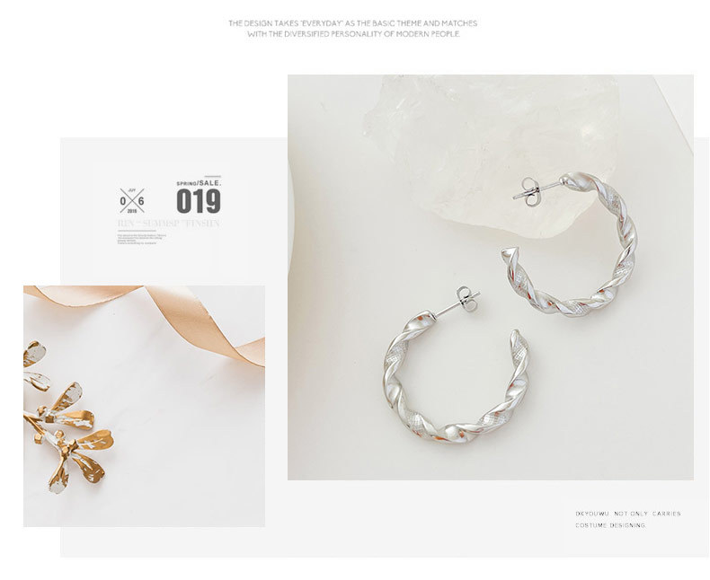 Fashion C Shape Stainless Steel Plating Ear Studs 1 Pair