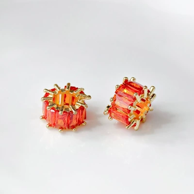 Beads Jewelry Accessories, Zərgərlik ara hissələri - champagne-color-orange-red-zirconium-1-pack-10mm