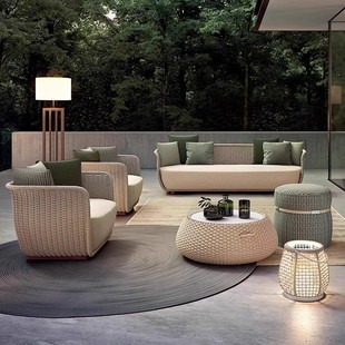 Outdoor Sofa Villa Courtyard Balcony Leisure Rattan Chair Combination B&B Hotel Terrace Outdoor Rattan Sofa Furniture