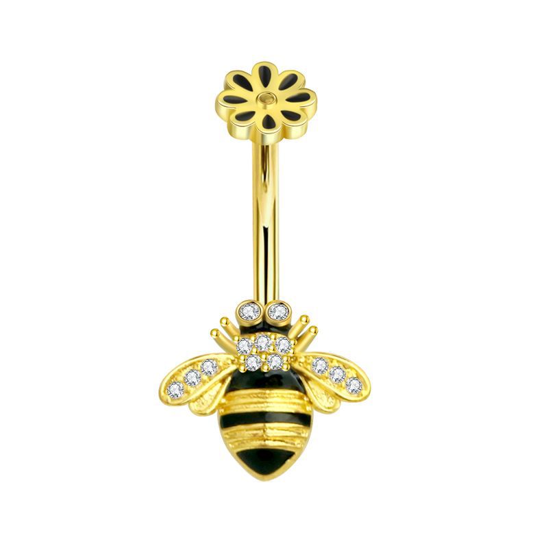 Gold Star Navel Ring 316L Surgical Steel Belly Button Piercing Jewelry Dangle CZ detail image 11