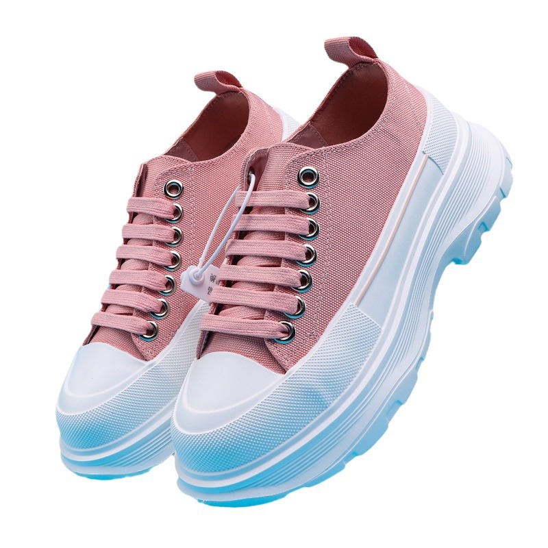 Peter Neue, dicke Sohlen Damen dritte Generation Neue Canvas Sommer High Rise Kleine weiße Schuhe, Sponge Cake Dad Schuhe_voghion.com