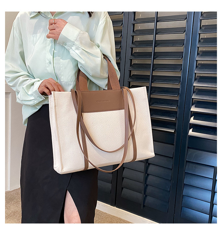 Borsa di tela borsa a tracolla a contrasto di grande capacità all'ingrosso 2023 nuova borsa tote bag alla moda transfrontaliera_voghion.com