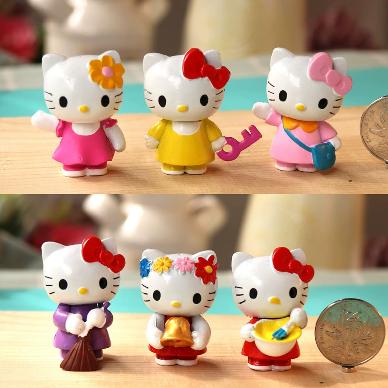 Мини-фигура Hello Kitty с аксессуарами, симпатичная коллекционная кукла, набор 4 см, мультистиль