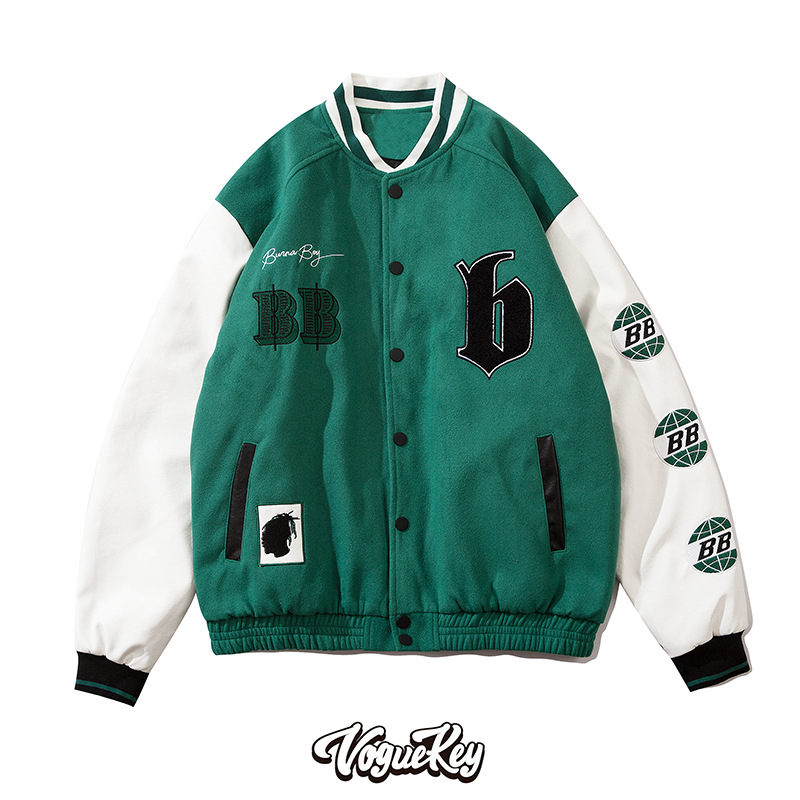 Vintage American Street Tide Brand Retro Autumn Baseball Uniform For Men And Women Ins High Street Embroidery Loose Jacket Coat