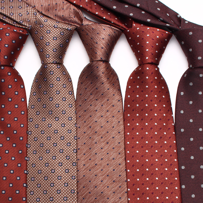 Herrslips knuten affärsstil brun polyester moderiktig slips_voghion.com
