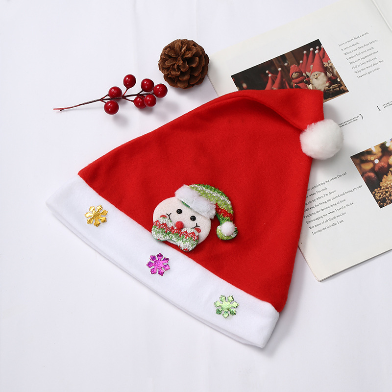 Decoraciones navideñas franela sombrero de Navidad anciano muñeco de nieve sombrero de Navidad para niños adultos sombrero de Navidad