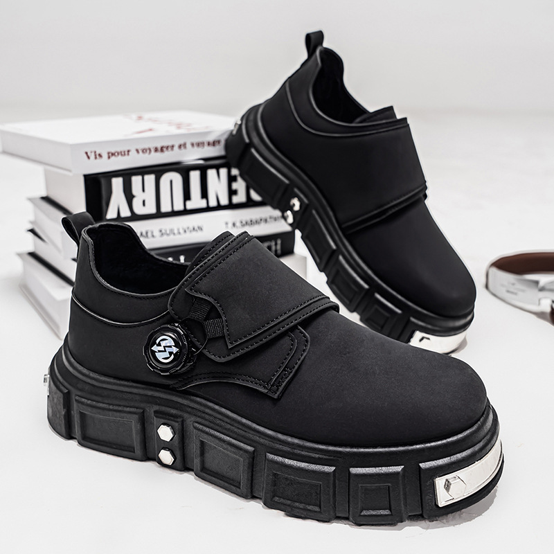Botas martin de pele masculinas com fivela estilo derby casual_voghion.com