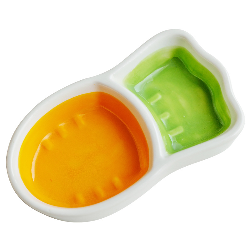 Hámster de cerámica olla de comida anti-Flip lindo plato pequeño olla de comida suplemento alimenticio olla anti-mordedura cuenca de agua de alimentación de alimentos tazón de alimentación