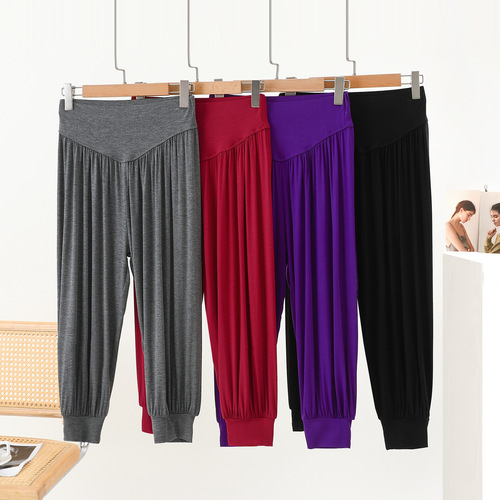 Women's Spring New Modest Harem Pants Solid Color High-Waisted Drape Loose Casual Sporty Yoga Dance Pants