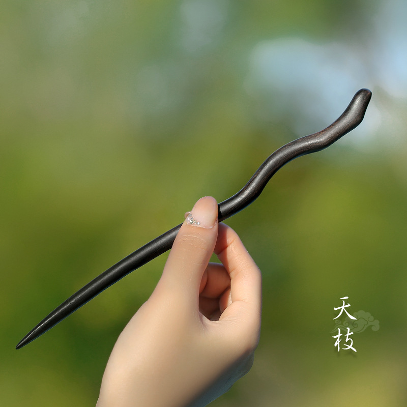 Xiangyun horquilla estilo antiguo simple diario de alto grado updo horquilla de madera nuevo estilo chino accesorios para el cabello palillos de ébano al por mayor