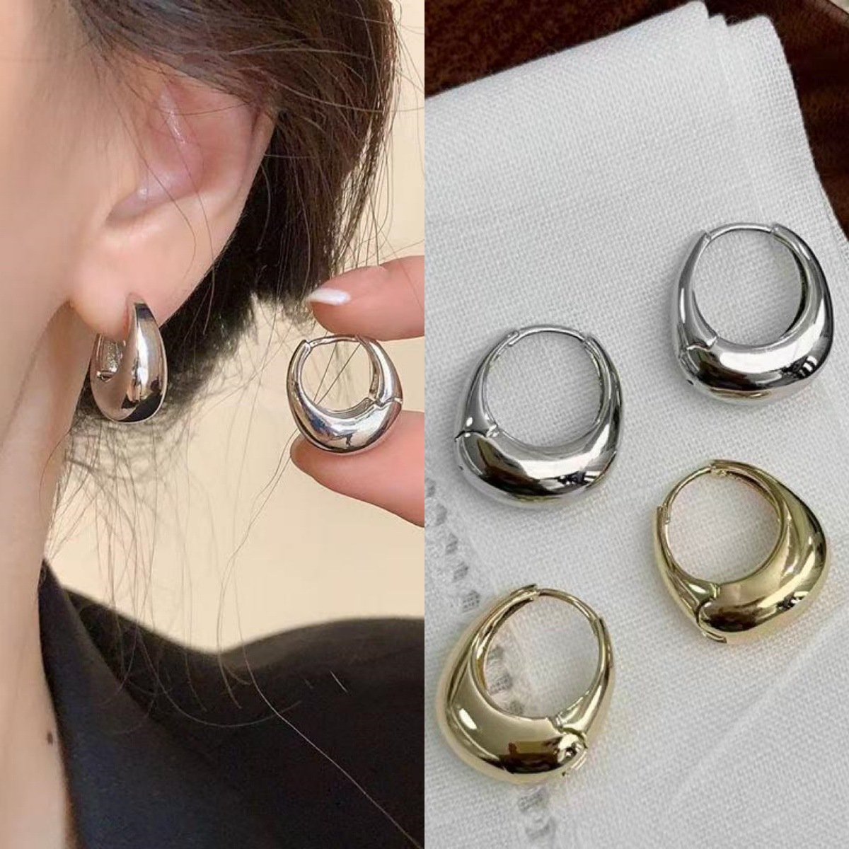 Celebrity-inspired European and American fashion modern arc-shaped earrings, simple and high-end, niche earrings for women, light luxury