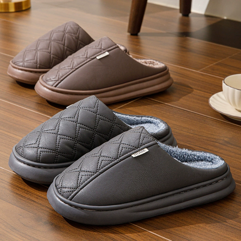Extra large winter slippers, non-slip keep warm fleece shoes indoor platform, plus size
