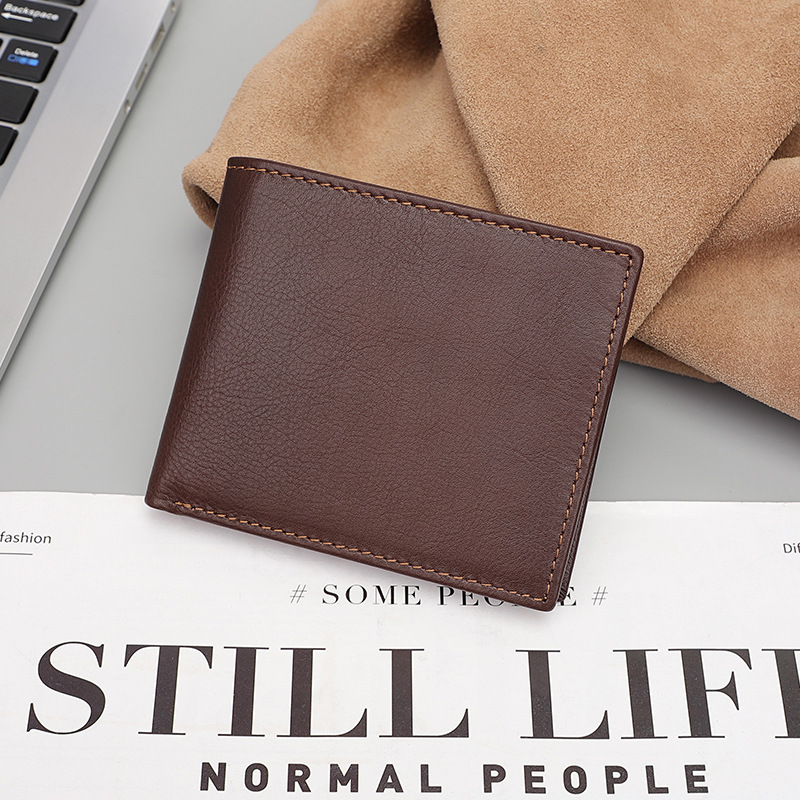Jiameda Leisure Cowhide Men's Wallet Multi Position Money Clip Genuine Leather Short Change Card Bag_voghion.com