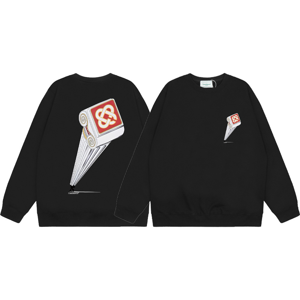 Marca de moda transfronteriza Casablanca letras de Casablanca impresión de color 380g lazo camiseta de cuello redondo