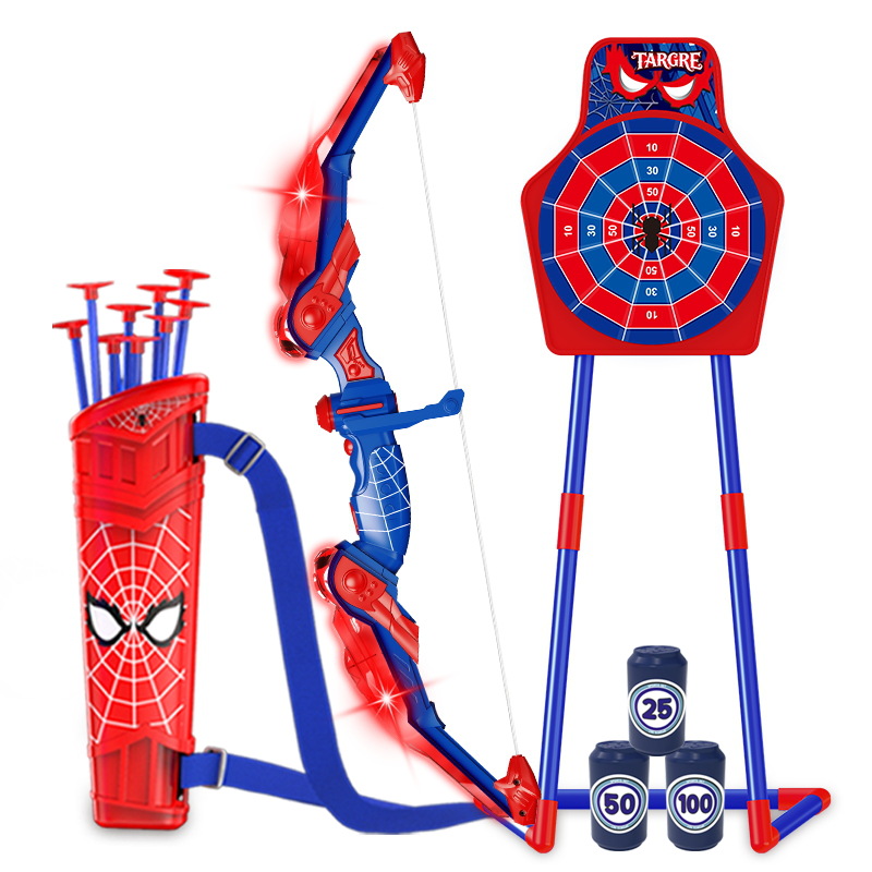 [Color box] Spider light bow + 10 arrows + quiver + large support dart target + …