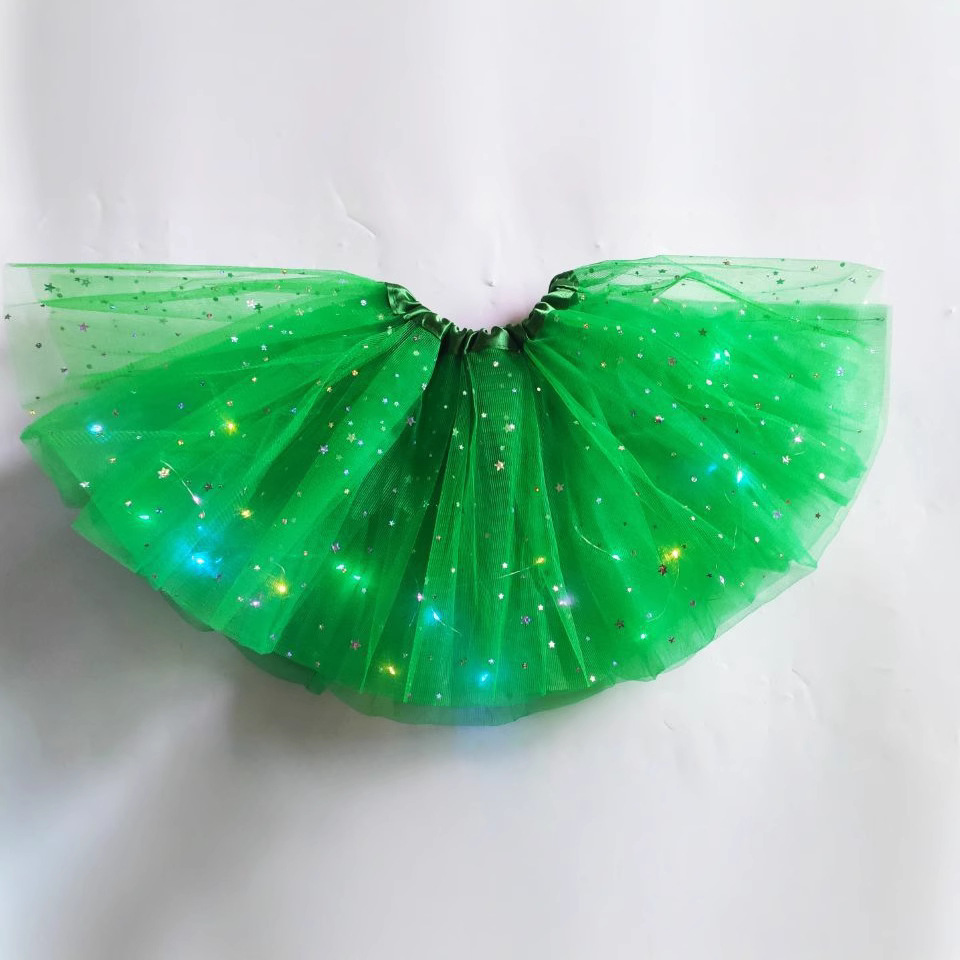 European and American new children's sequins puffed skirt LED light…