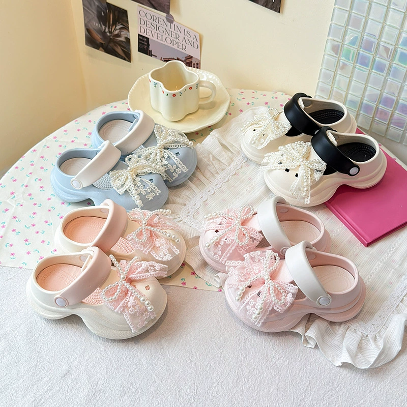 Детская открытая обувь для пещер с бантом, летняя новая девушка пляжная обувь сандалии