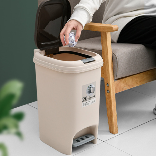 Pedal Trash Can Living Room Simple Trash Can Bathroom Kitchen Sanitary Trash Can with Cover Plastic Household Trash Can