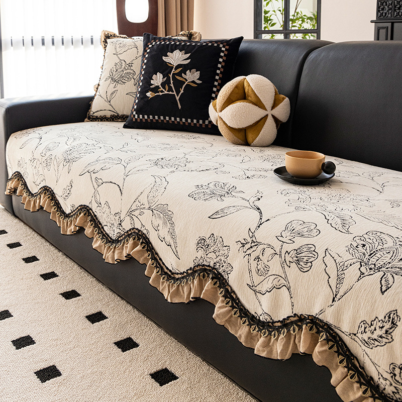 Otoño y invierno lujoso ligero de alto nivel de estilo medieval Nieve Niel toallas de sofá de forma especial tela antideslizante anti-agrietamiento cojín de sofá grueso